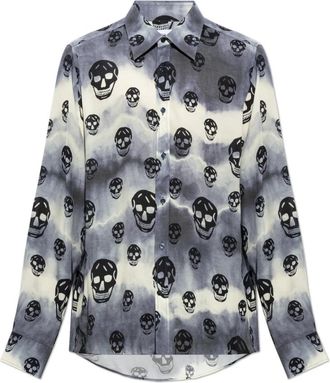 Alexander McQueen Shirt Met Een Kenmerkend Schedelmotief - Heren - Casual Overhemden - Grijs - XL - Leer - Overhemden