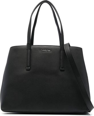 Calvin Klein logo-lettering faux-leather tote bag - women - Polyurethane/Polyester - OS - Black
