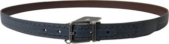 Dolce & Gabbana Mens Blue Leather Perforated Metal Buckle Belt