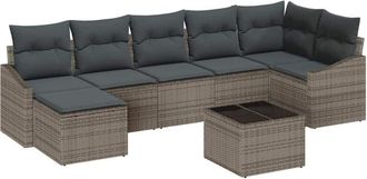 vidaXL Conjunto De Comedor De Jard&iacute;n Con Coj&iacute;n 8 Pcs Gris Claro Vidaxl