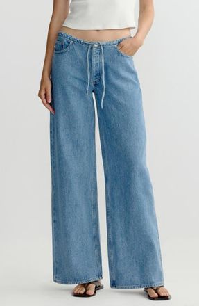 DL1961 Sienna Drawstring Low Rise Relaxed Wide Leg Jeans in River Aura at Nordstrom, Size 25
