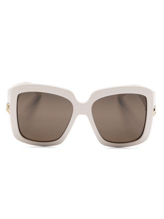 Gucci Occhiali da sole oversize con placca logo - Toni neutri
