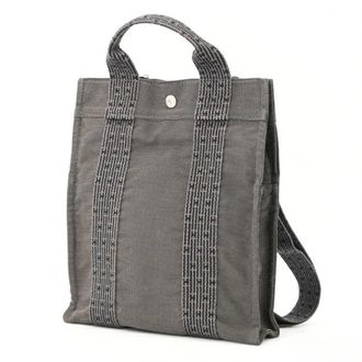 Herm&egrave;s Gray Khaki Nylon Backpack (Pre-Owned)