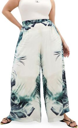 City Chic Piper Wide Leg Pants in Shadow Palm at Nordstrom, Size Xxxs