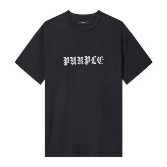 Purple T-Shirts, male, Black, L, Black Cotton Logo Print T-shirt