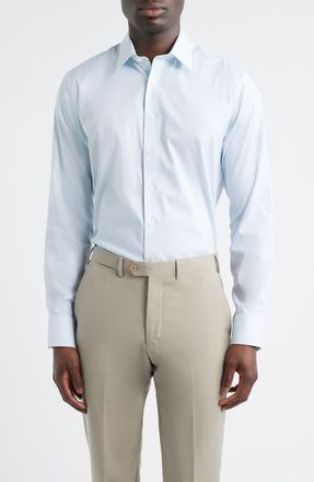 Nordstrom Trim Fit Premium Performance Dress Shirt in Blue Sedalia Geo at Nordstrom, Size 18.5 - 34