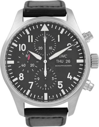 IWC Pre-owned IWC Pilot Chronograph Black Dial Mens Watch IW377709