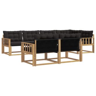 vidaXL Conjunto De Sof&aacute;s De Exterior Con Coj&iacute;n 7 Pcs Blanco Y Negro Vidaxl
