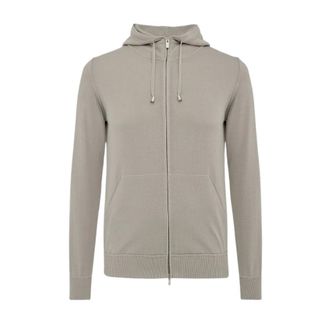 FILIPPO DE LAURENTIIS Full Zip Cotton Hooded Jumper - male - Filippo De Laurentiis - Cardigans - Gray - 2XL - Knitwear