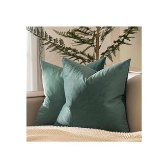OEM Juego De Dos Fundas De Almohada Cterwk Comfort: Fundas De Coj&iacute;n Cuadradas Decorativas De Color Liso, Extra Suaves Y De Terciopelo Grueso, Ideales Para