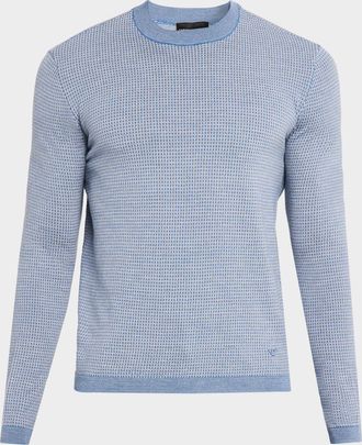 Emporio Armani Men & apos;s Wool Geometric Check Crewneck Sweater