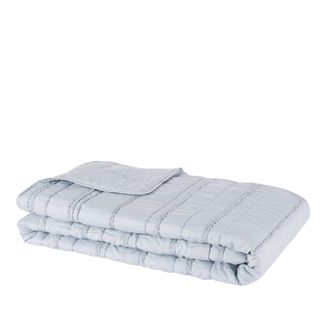 Maisons du monde Colcha cubrecamas suave verde con bandas fruncidas 220x240 cm