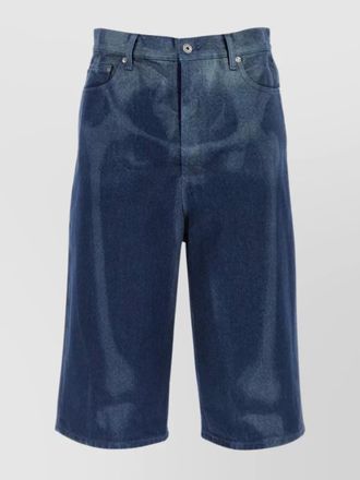 Off-white denim straight-leg bermuda shorts