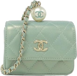 Chanel Green Grained Calfskin Coin Purse/Coin Case (Pre-Owned)