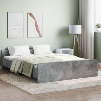 Berkfield Home Bed Frame with Headboard & Footboard Concrete Grey 160x200 cm