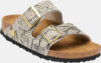 Birkenstock Womens Logo Detail Sandals in Light Grey Leather - Size UK 7.5
