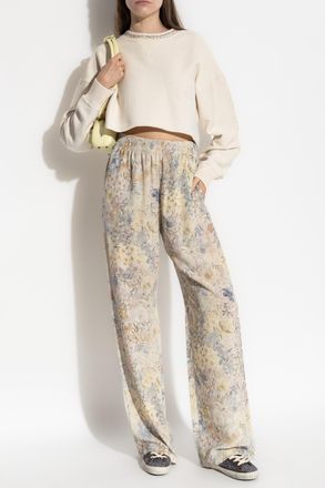 Golden Goose Short Sweatshirt With Applications, Womens, Cream