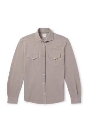 Brunello Cucinelli Slim-Fit Cotton-Piqué Western Shirt
