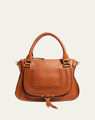 Chlo&eacute; Marcie Medium Double Carry Satchel Bag in Grained Leather
