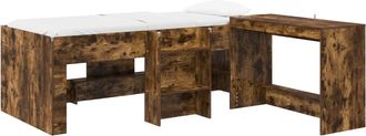 vidaXL Cama Alta Para Ni&ntilde;os Con Escritorio 2 Uds. Roble Ahumado Vidaxl