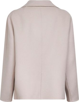 Max Mara Womens Beige Double-Breasted Pea-Style Jacket Virgin Wool Coat