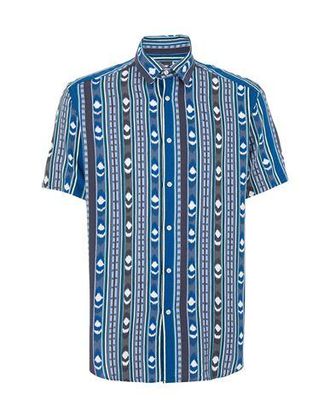 8 by YOOX PRINTED COTTON BLEND S/SLEEVE SHIRT