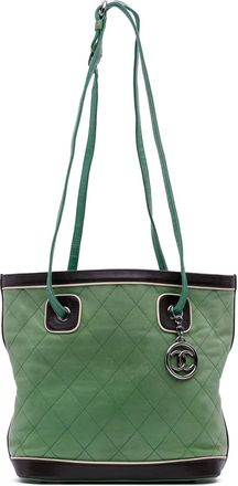 Chanel Pre-owned Womens Quilted Leather Tote Bag - Dark Green - One Size
