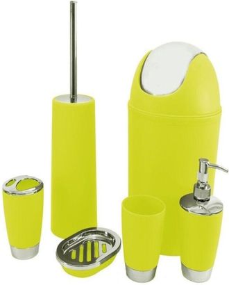 Trade Shop Trade Shop - Set 6 Accessori Bagno Pattumiera Porta Scopino Spazzolino Sapone Bicchiere Dfh