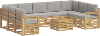 vidaXL Conjunto De Sof&aacute;s De Exterior 10 Uds. Blanco Y Gris Claro Vidaxl