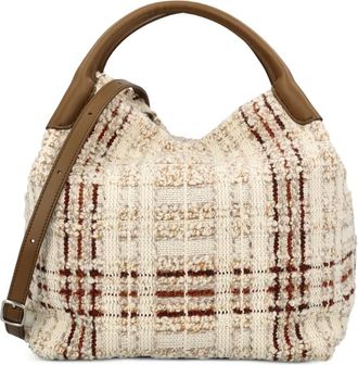 Loro Piana Bale grote metalen shopper met houtje-touwtje sluiting - Beige