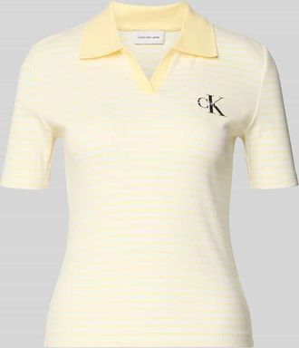 Calvin Klein Jeans Slim Fit Poloshirt mit Label-Stitching in Hellgelb, Gr&ouml;&szlig;e XL