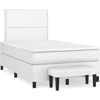 vidaXL Cama Box Spring Con Colch&oacute;n Cuero Sint&eacute;tico Blanco 120x190 Cm Vidaxl