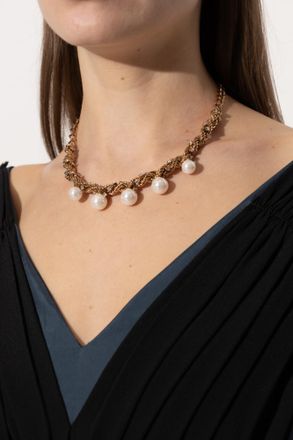 Marni Short Necklace With Crystals, Womens, Gold