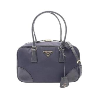 Prada Pre-owned Re-Edition 1978 Re-Nylon Tessuto+Saffiano 2way bag - Dames - Vintage Handtas - Blauw - ONE Size - Nylon - Vintage
