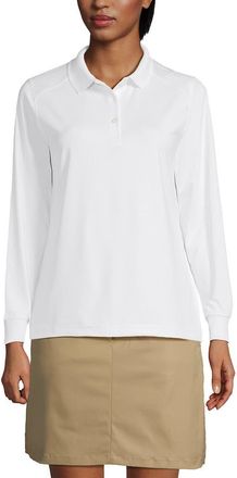 Lands End School Uniform Long Sleeve Rapid Dry Polo Shirt in White at Nordstrom, Size X-Large
