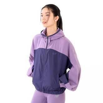 New Balance Womens Sport Woven Jacket in Purple/White Polywoven, size Medium
