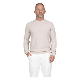 Paolo Pecora Round-neck Knitwear, male, White, XL, Maglia Girocollo 1342