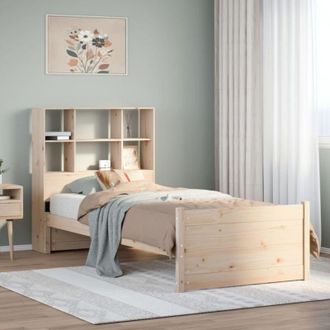 vidaXL Cama Con Estanter&iacute;a Sin Colch&oacute;n Madera Maciza De Pino 90x200 Cm Vidaxl