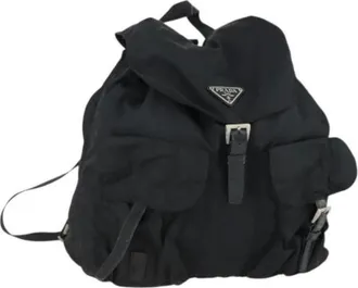 Prada Pre-owned Backpacks, female, Black, Size: ONE SIZE Pre-owned Vintage Nylon Backpack