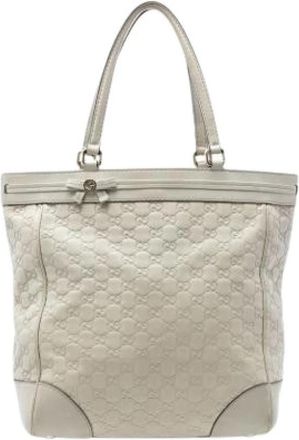 Gucci Pre-owned Mayfair Tote Bag - Dames - Vintage Shopper - Wit - ONE Size - Leer - Vintage