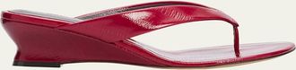 Le Monde Beryl 50mm Eel-Embossed Leather Micro Wedge Thong Sandals