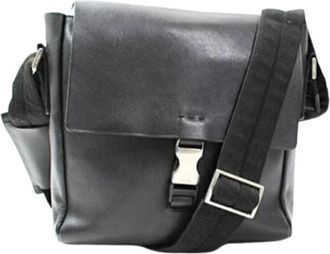 Prada Pre-owned Vintage Messenger Bag - Heren - Vintage Schoudertas - Zwart - ONE Size - Leer - Vintage