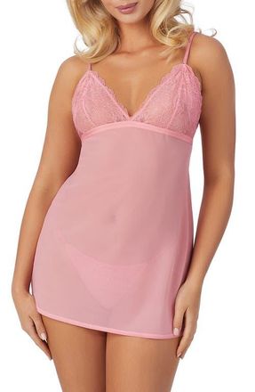OnGossamer Luxe Lace Chemise & Thong Set in Plumeria at Nordstrom, Size X-Small