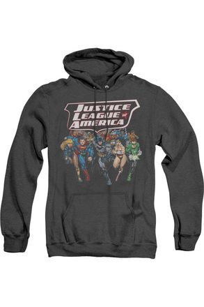 Gildan Justice League of America Charging Justice Adult Heather Hoodie / Hooded Sweatshirt