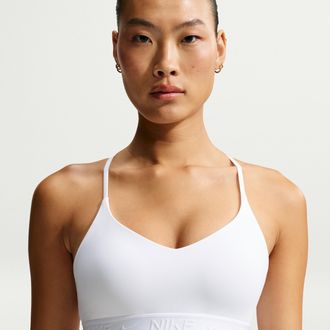 Nike Womens Indy Light Support Padded Adjustable Sports Bra in White | FD1062-100