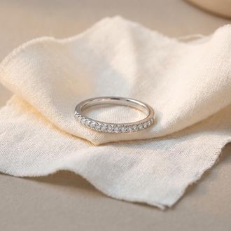 Pompeii3 1/4ct Diamond Wedding Ring 14K White Gold Pave French Set Size Selectable
