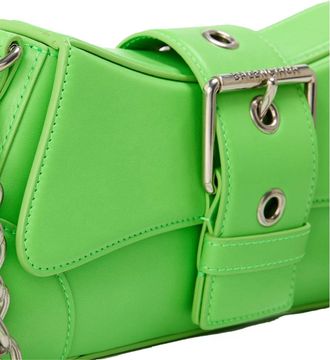 Balenciaga Womens Lindsay Shoulder Bag Green Leather