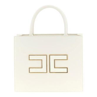 Elisabetta Franchi Tassen, Dames, Wit, ONE Size, Leer, Small Tote Handbag