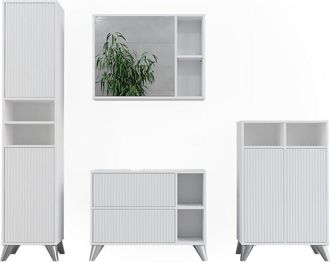 Vicco Conjunto De Muebles De Ba&ntilde;o Leano, Blanco, Set 4