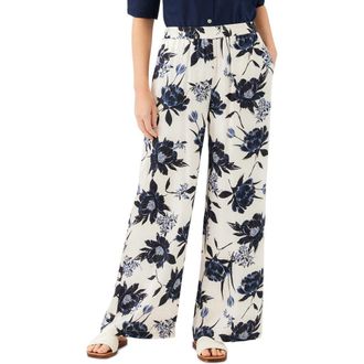 Karen Kane Floral Satin Wide Leg Pants in Print at Nordstrom, Size X-Small